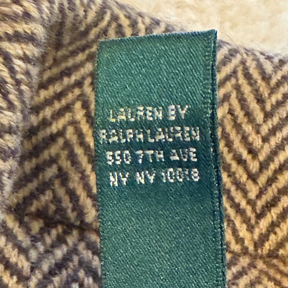 Lauren Ralph Lauren Brown Herringbone Wool-Blend Suede Detail Blazer Jacket - Picture 10 of 13